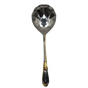 Retro Stainless Steel Slotted Serving Spoon With Gold Accent By Retroneu